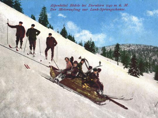Postkarte bemalt vom Alpenhotel Bödele 